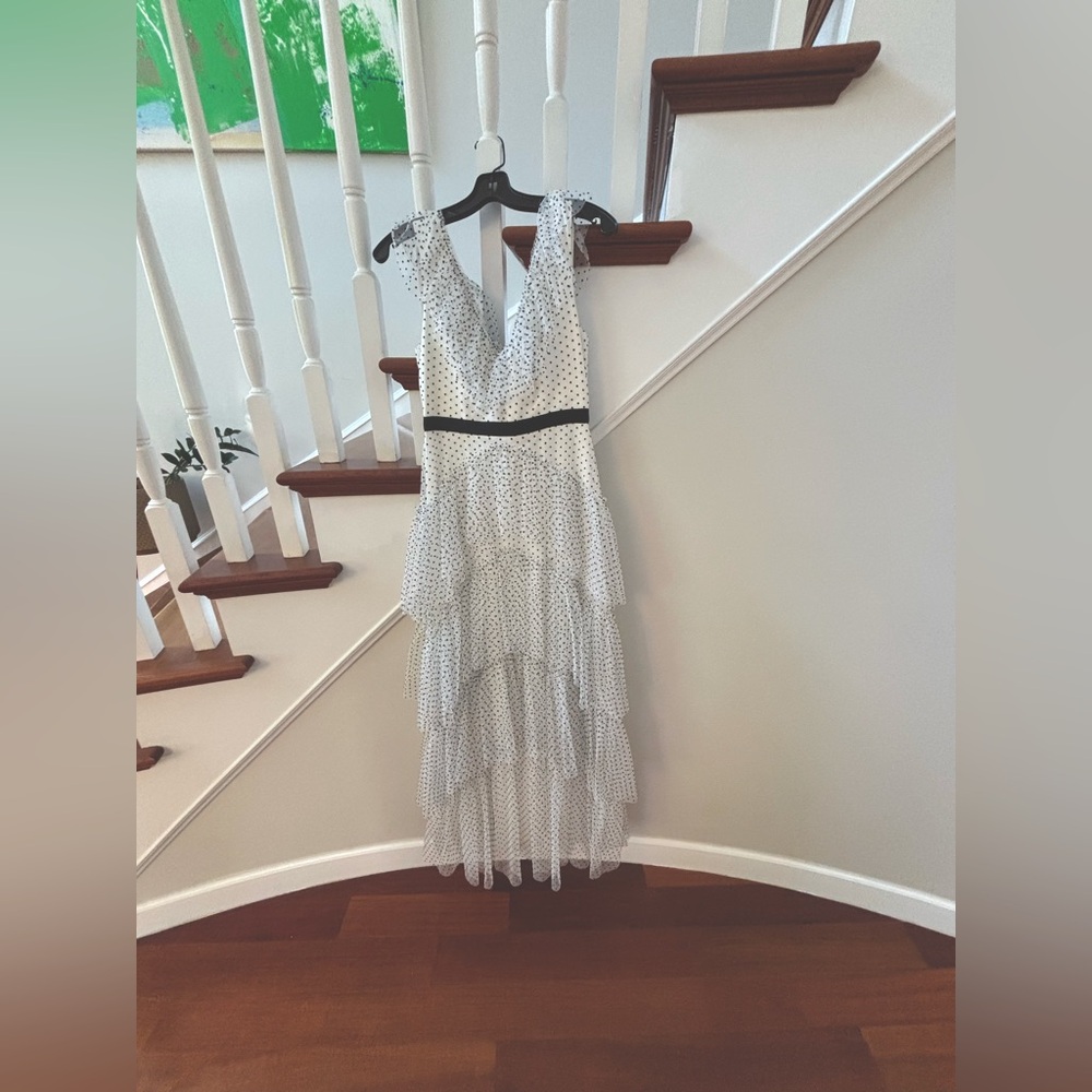 BCBGMaxAzria White Pleated Maxi Gown